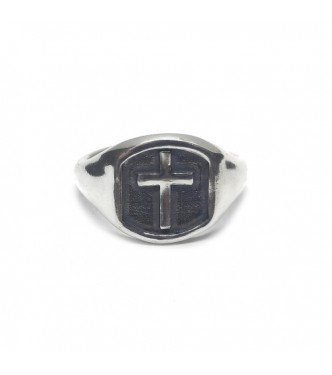 R002430 Genuine Sterling Silver Men Ring Latin Cross Solid Stamped 925 Comfort Fit